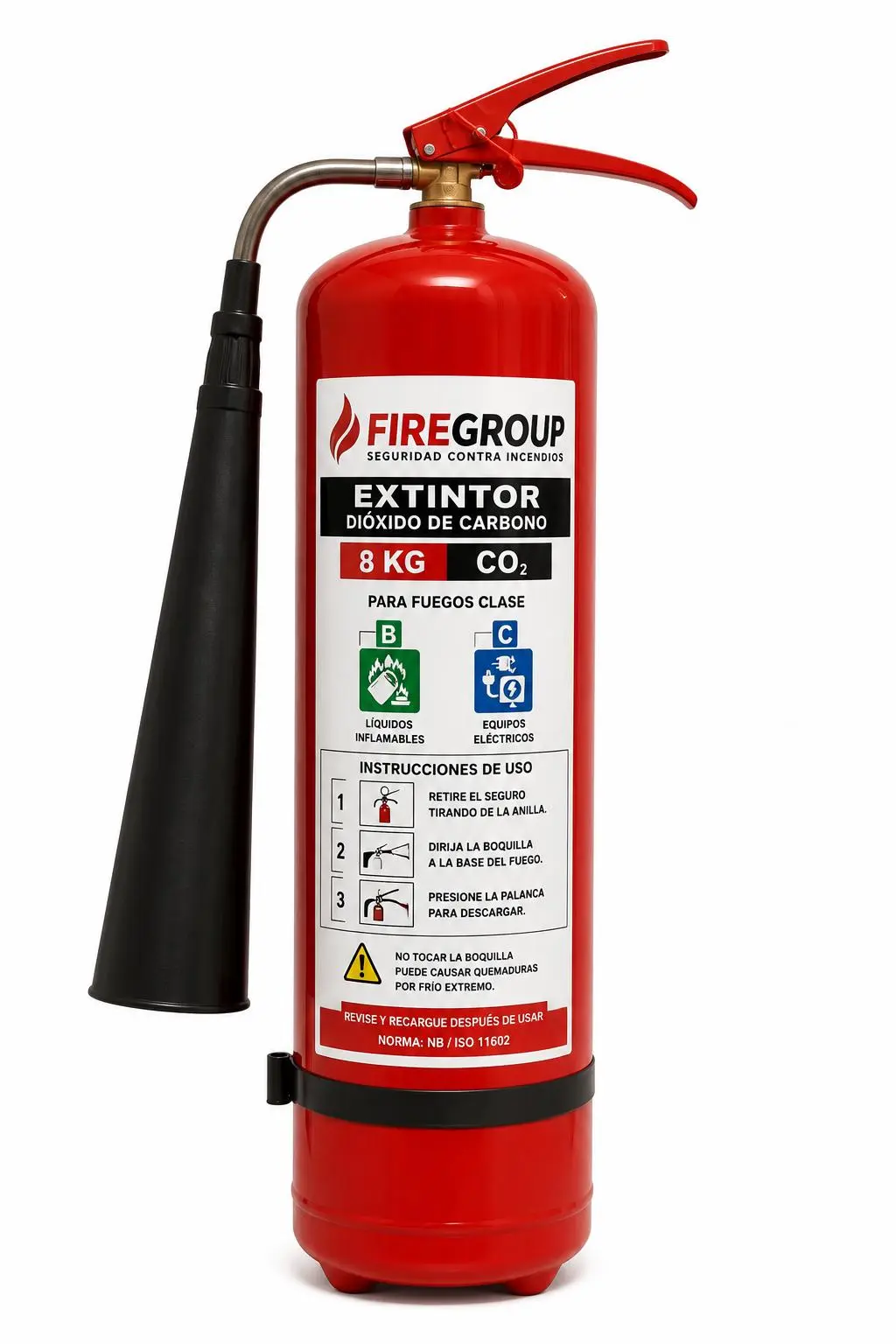 Extintor de Dióxido de Carbono (CO2) de 10 lbs para equipos eléctricos en Santa Cruz de la Sierra